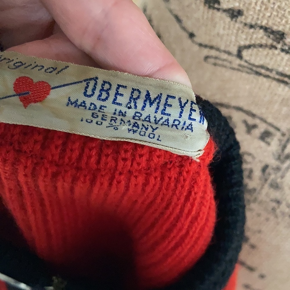 Vintage Obermeyer red zip cardigan sweater w black trim 100% wool grandma core - Picture 14 of 16